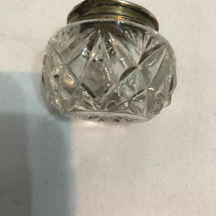 Antique Silver Topped Cut Glass Dressing Table Pot.