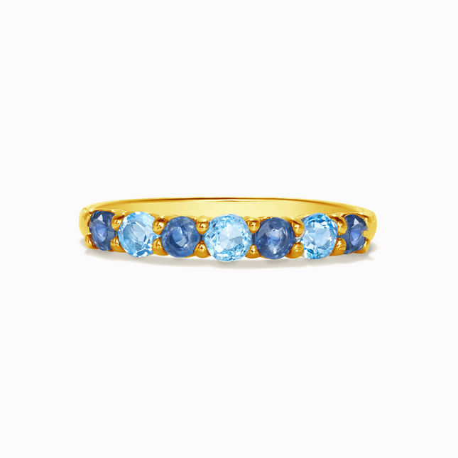Blue Sapphire & Blue Topaz Half Eternity Band in 18K Gold Vermeil