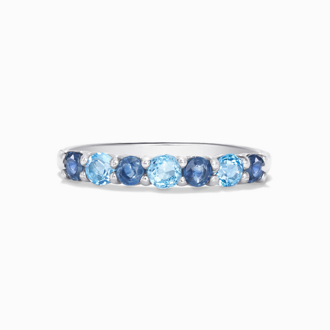 Blue Sapphire & Blue Topaz Half Eternity Band in Sterling Silver