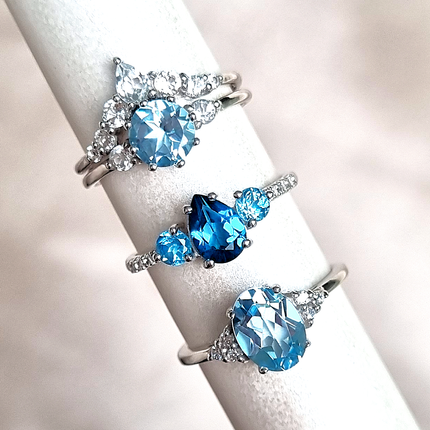 London Blue and Swiss Blue Topaz Ring in Sterling Silver