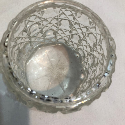 Antique Cut Glass Silver Topped Dressing Table Pot.