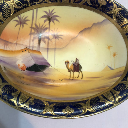 Camel China Desert Scene Antique Fruit Bowl.