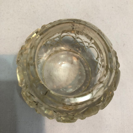 Antique Silver Topped Cut Glass Dressing Table Pot.