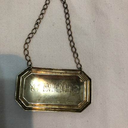 Silver Hallmarked Sherry Decanter Label.
