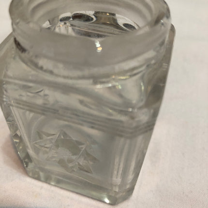 Antique Silver Topped Cut Glass Dressing Table Jar.