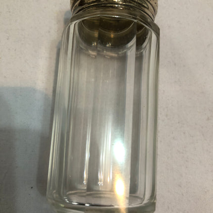 Antique Glass Silver Topped Dressing Table Pot.