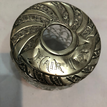 Antique Cut Glass Silver Topped Dressing Table Pot.