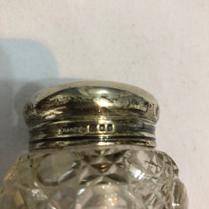 Antique Silver Topped Cut Glass Dressing Table Pot.