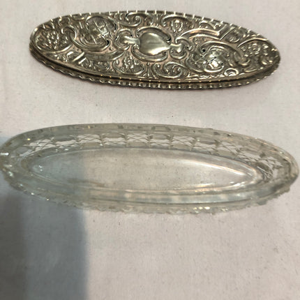 Antique Silver Topped Cut Glass Dressing Table Jar.
