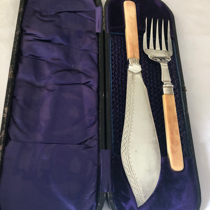 Solid Silver Antique Fish Servers.