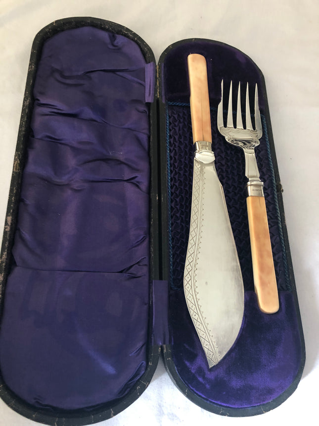 Solid Silver Antique Fish Servers.