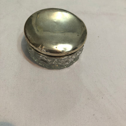 Antique Silver Topped Cut Glass Dressing Table Jar.