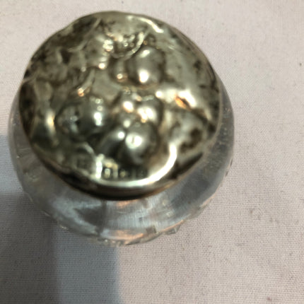 Antique Silver Topped Cut Glass Dressing Table Pot.