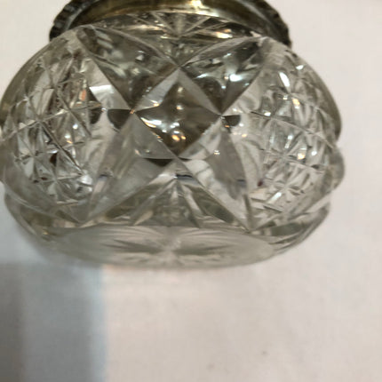 Antique Cut Glass Silver Topped Dressing Table Pot.