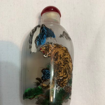 Inside Hand Painted Oriental Snuff/Scent Bottle.