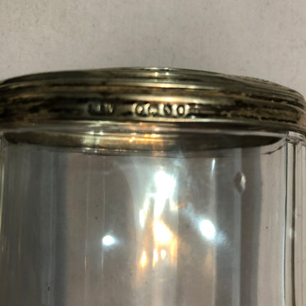 Antique Glass Silver Topped Dressing Table Pot.