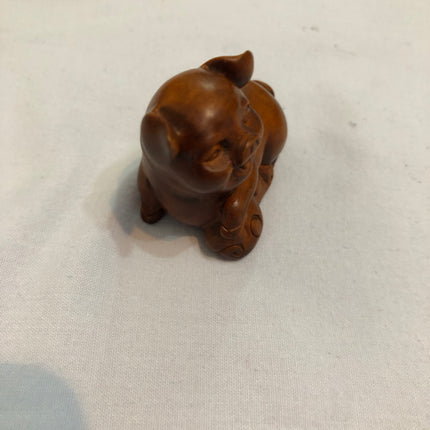 Carved Boxwood Netsuke (Signed).