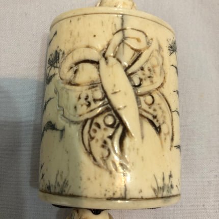 Japanese Carved Inro Complete With A Dragon Netsuke.