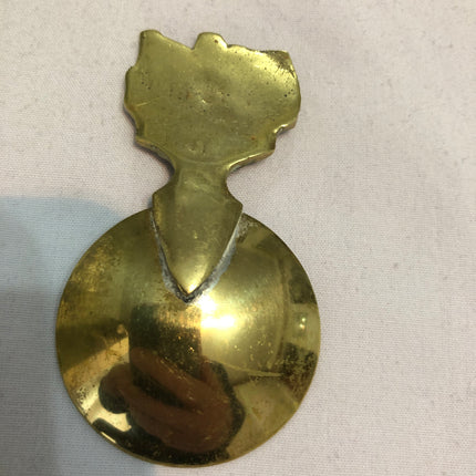 Vintage Brass Tea Caddy Spoon With Warwick Castle Handle.