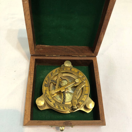 West London Brass Sundial Compass In Original Case.