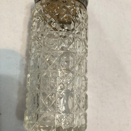 Antique Glass Silver Topped Dressing Table Pot.