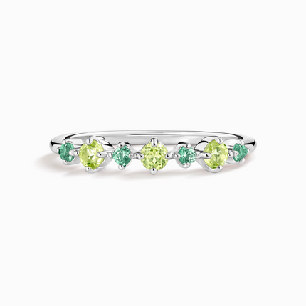 Emerald & Peridot Stackable Half Eternity Band in Sterling Silver