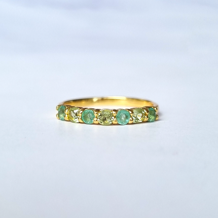 Emerald & Peridot Half Eternity Band in 18K Gold Vermeil