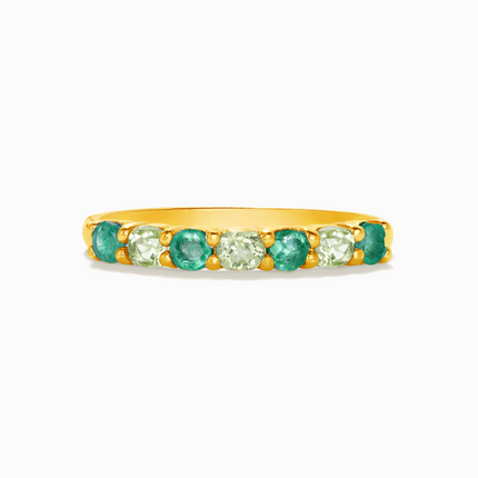 Emerald & Peridot Half Eternity Band in 18K Gold Vermeil