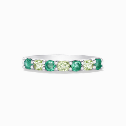 Emerald & Peridot Half Eternity Band in Sterling Silver