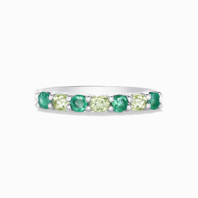 Emerald & Peridot Half Eternity Band in Sterling Silver