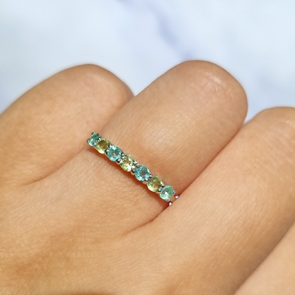 Emerald & Peridot Half Eternity Band in Sterling Silver