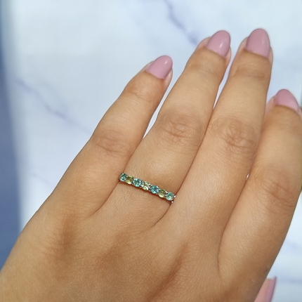Emerald & Peridot Half Eternity Band in 18K Gold Vermeil