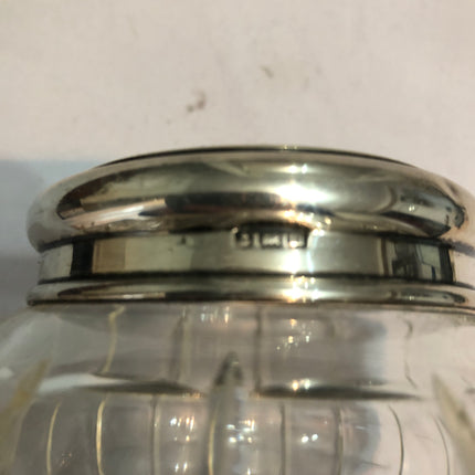 Antique Silver Topped Cut Glass Dressing Table Jar.