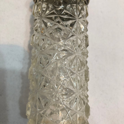 Antique Glass Silver Topped Dressing Table Pot.