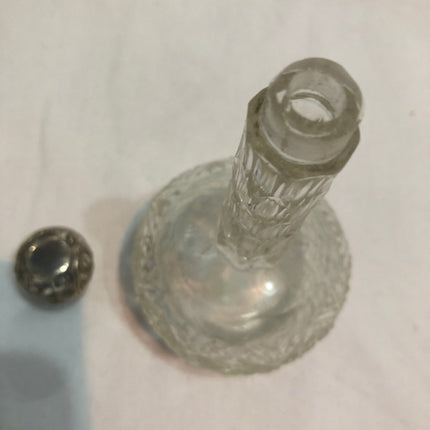 Antique Silver Topped Cut Glass Perfume /Scent Bottle.