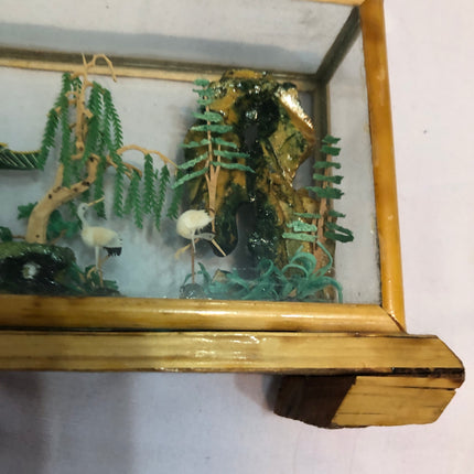 Handcrafted Chinese Scene In Glass Case.