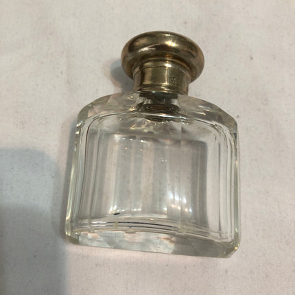 Antique Glass Silver Topped Dressing Table Bottle.