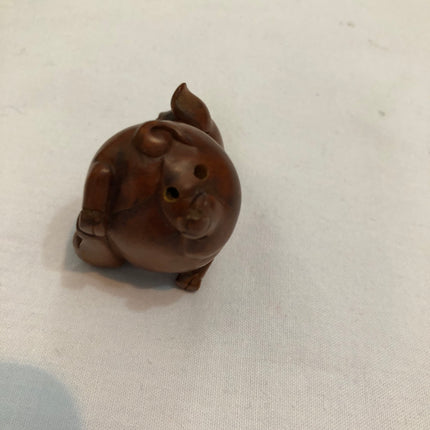 Carved Boxwood Netsuke (Signed).