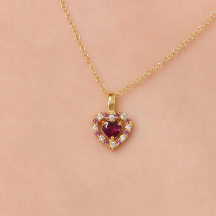 Valentine's Gift Set - Red Heart Rhodolite Garnet Jewellery Set in 18k Gold Vermeil