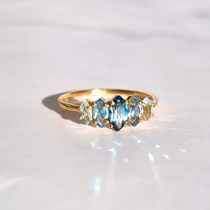 Ombre Blue Topaz Ring in 18k Gold Vermeil