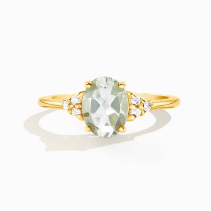 Green Amethyst Ring in 18k Gold Vermeil