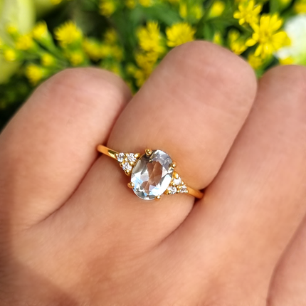 Green Amethyst Ring in 18k Gold Vermeil