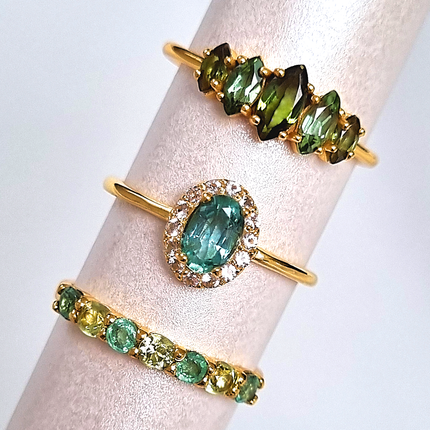 Emerald & Peridot Half Eternity Band in Sterling Silver