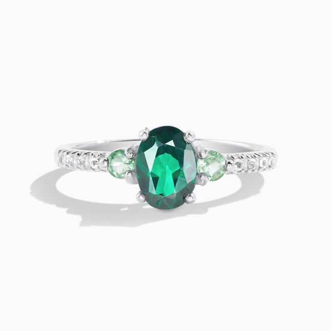 Green Topaz and Green Tourmaline Ring in Sterling Silver