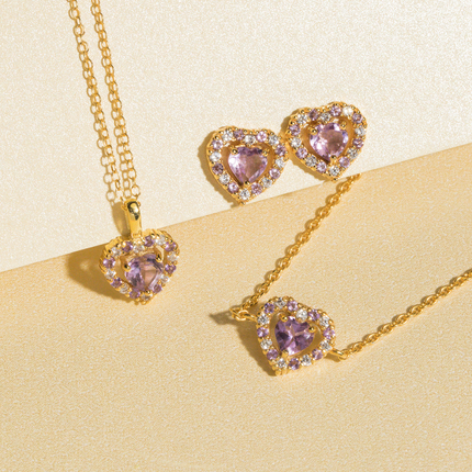 Purple Heart Lavender Amethyst Pendant Necklace in 18k Gold Vermeil