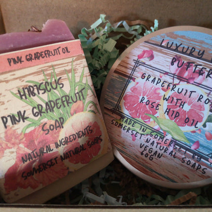 Gift set Luxury Body Butter Grapefruit Rose & Luxury Soap Hibiscus Pink Grapefruit