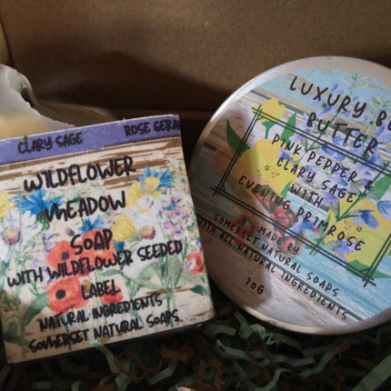 Gift set Luxury Body Butter Clary Sage & Pink Pepper & Wildflower Meadow Vegan Soap