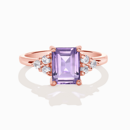 Lavender Amethyst Emerald Cut Ring in 18k Rose Gold Vermeil