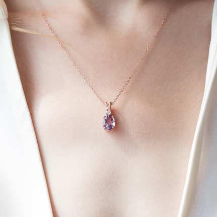 Amethyst Pendant Necklace in 18k Rose Gold Vermeil