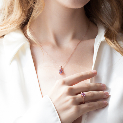 Amethyst Pendant Necklace in 18k Rose Gold Vermeil